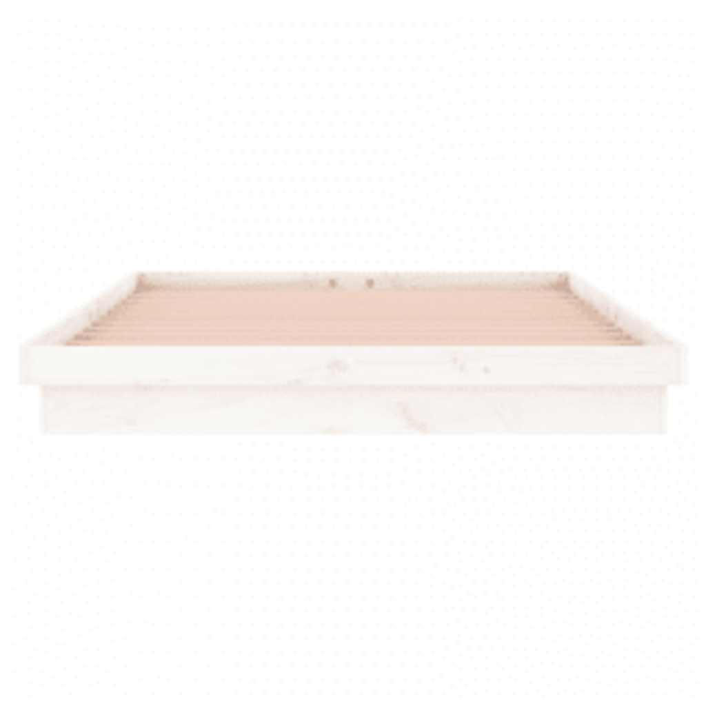 vidaXL LED Bed Frame without Mattress White 140x200 cm Solid Wood