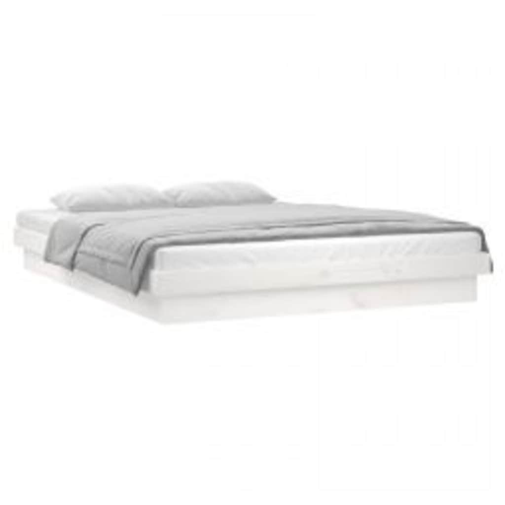 vidaXL LED Bed Frame without Mattress White 160x200 cm Solid Wood