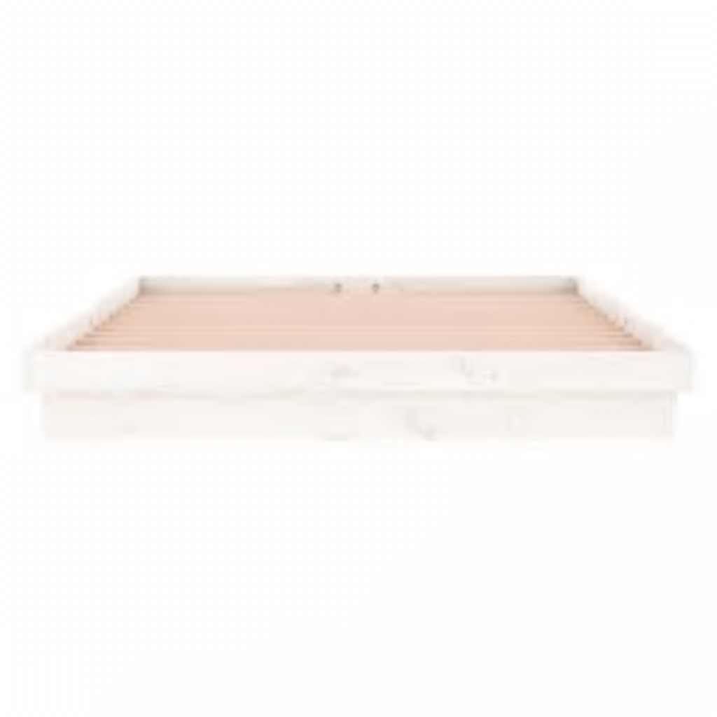 vidaXL LED Bed Frame without Mattress White 160x200 cm Solid Wood