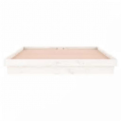 vidaXL LED Bed Frame without Mattress White 160x200 cm Solid Wood