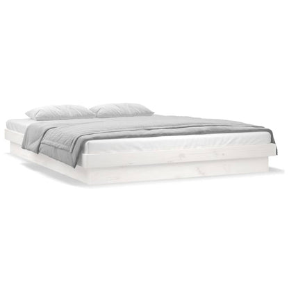 vidaXL LED Bed Frame without Mattress White Super King Solid Wood