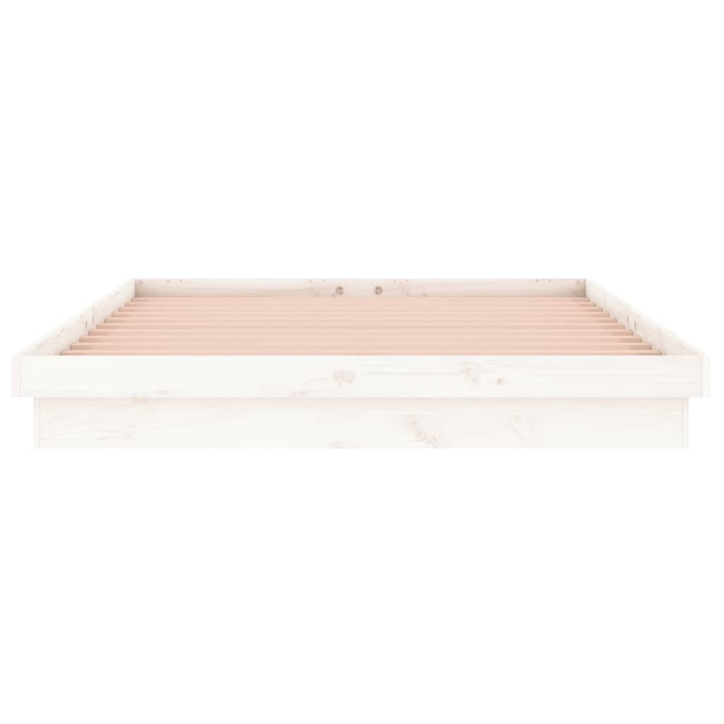 vidaXL LED Bed Frame without Mattress White Super King Solid Wood