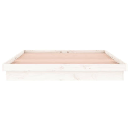 vidaXL LED Bed Frame without Mattress White Super King Solid Wood