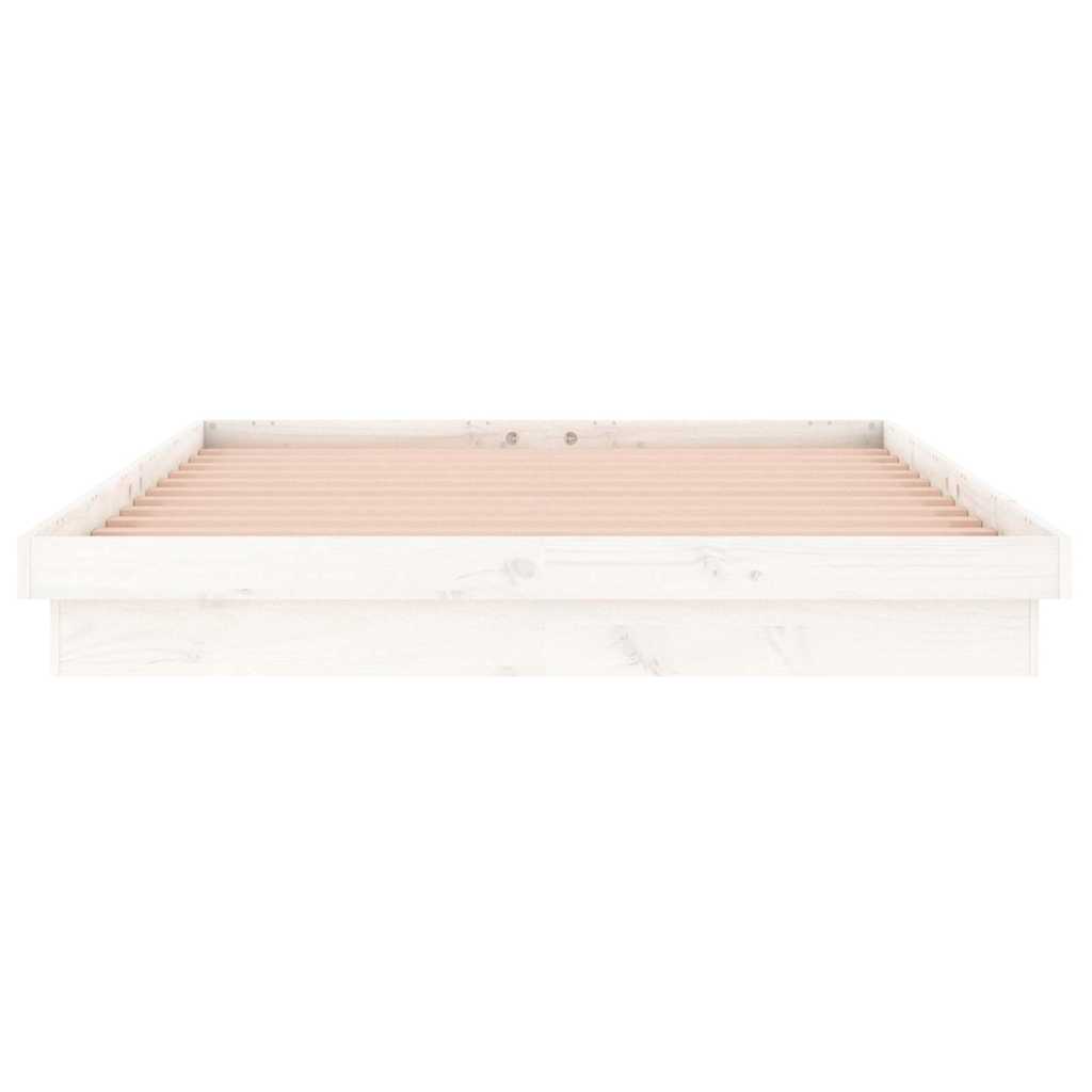 vidaXL LED Bed Frame without Mattress White Super King Solid Wood