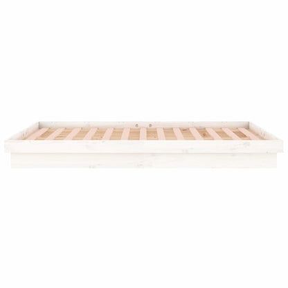 vidaXL LED Bed Frame without Mattress White Super King Solid Wood