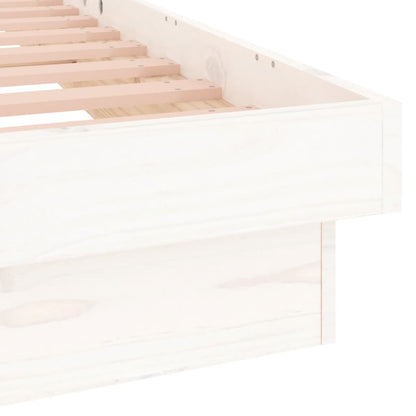 vidaXL LED Bed Frame without Mattress White Super King Solid Wood