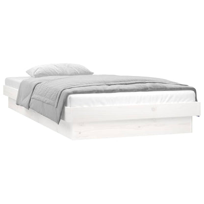 vidaXL Bed Frame | White | Solid pinewood frame, Plywood slats | Small Single