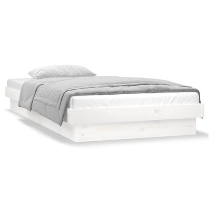 vidaXL Bed Frame | White | Solid pinewood frame, Plywood slats | Small Single