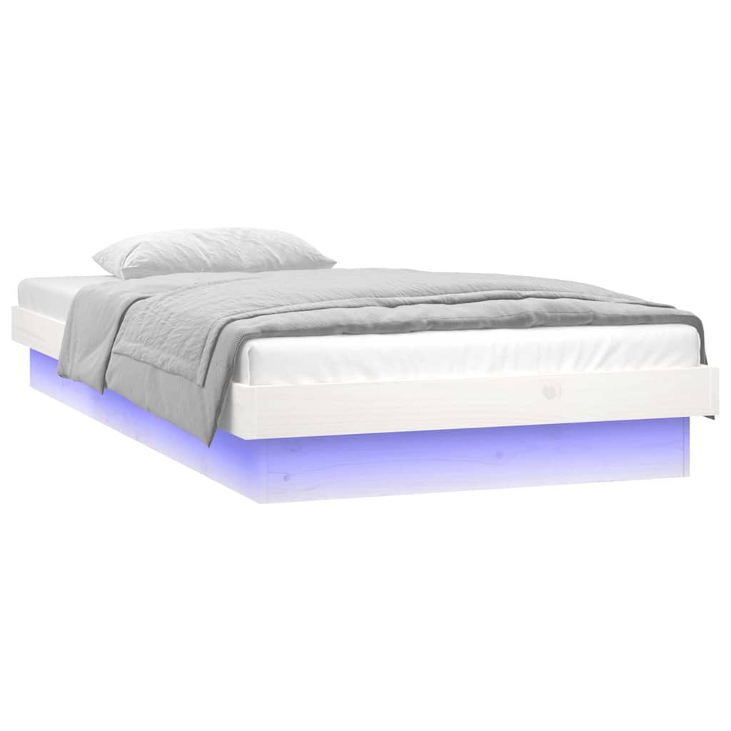 vidaXL Bed Frame | White | Solid pinewood frame, Plywood slats | Small Single