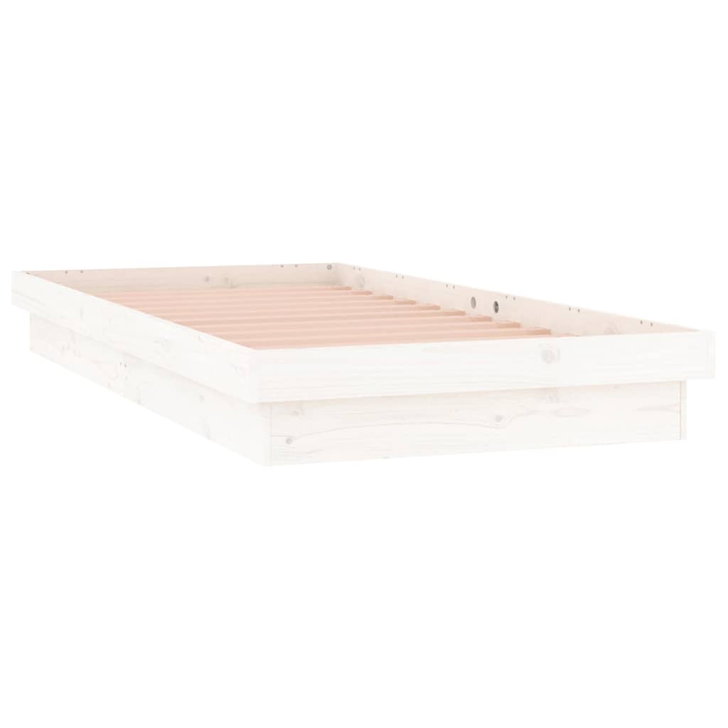 vidaXL Bed Frame | White | Solid pinewood frame, Plywood slats | Small Single