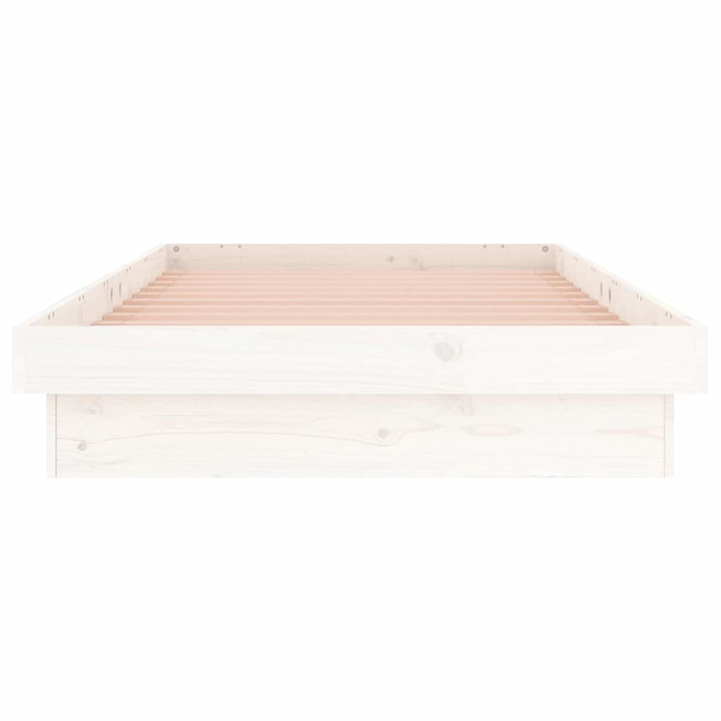 vidaXL Bed Frame | White | Solid pinewood frame, Plywood slats | Small Single