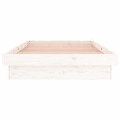 vidaXL Bed Frame | White | Solid pinewood frame, Plywood slats | Small Single