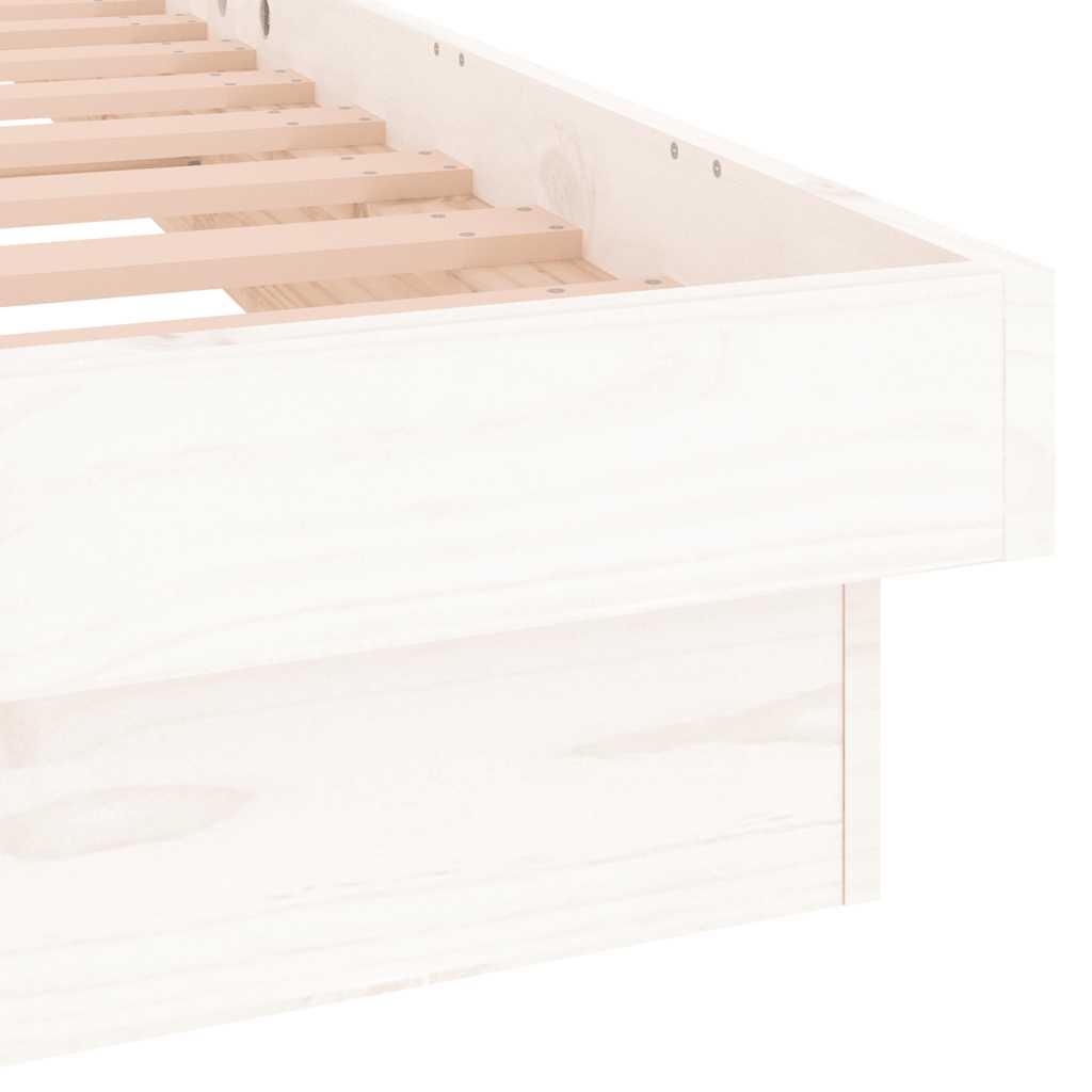 vidaXL LED Bed Frame without Mattress White Small Single Solid Wood