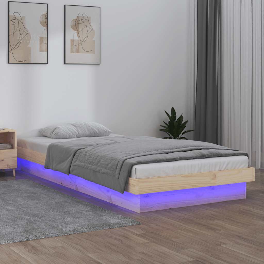 vidaXL Bed Frame | Natural, Colourful | Solid pine wood, Plywood | Single