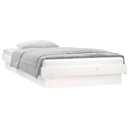 vidaXL Bed Frame | White | Solid Pine Wood | Single | Lights | Bed Frame