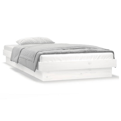 vidaXL Bed Frame | White | Solid Pine Wood | Single | Lights | Bed Frame
