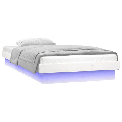 vidaXL LED Bed Frame without Mattress White Single Solid Wood