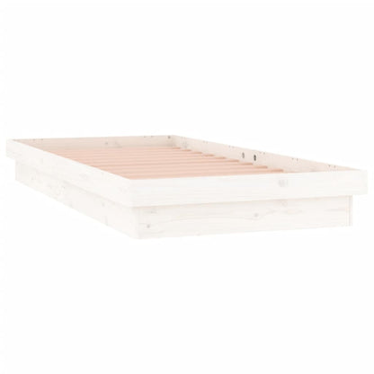vidaXL Bed Frame | White | Solid Pine Wood | Single | Lights | Bed Frame