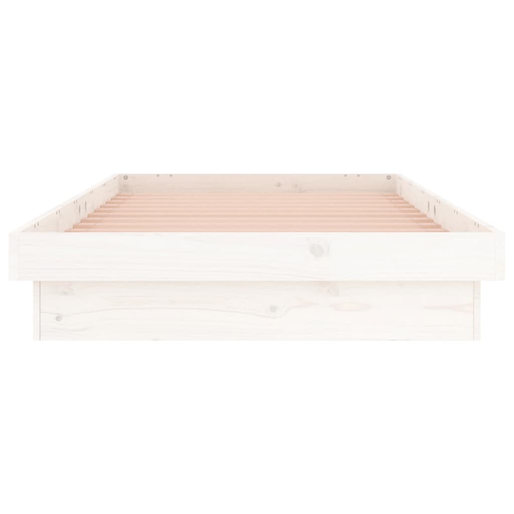 vidaXL Bed Frame | White | Solid Pine Wood | Single | Lights | Bed Frame