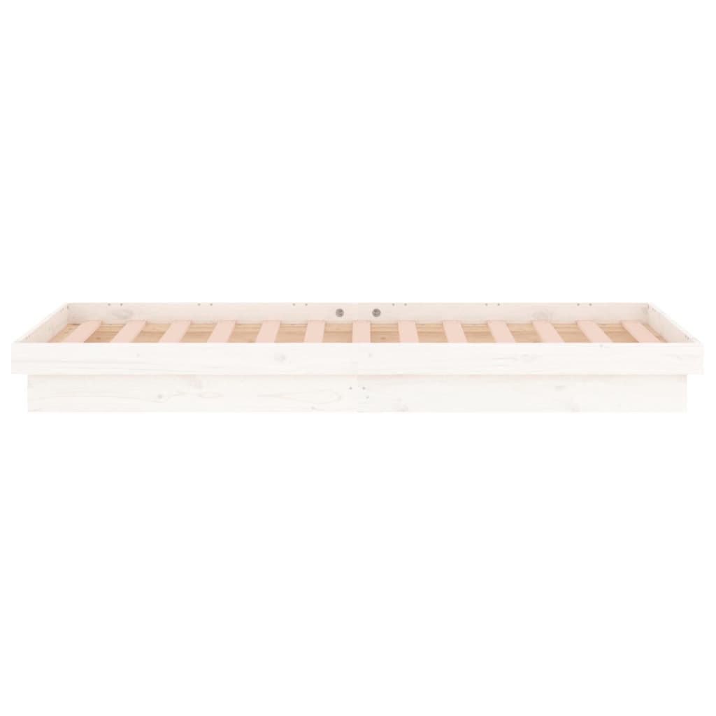 vidaXL Bed Frame | White | Solid Pine Wood | Single | Lights | Bed Frame