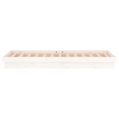 vidaXL Bed Frame | White | Solid Pine Wood | Single | Lights | Bed Frame