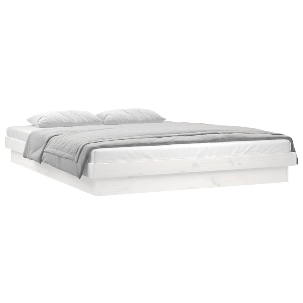 vidaXL LED Bed Frame without Mattress White Small Double Solid Wood