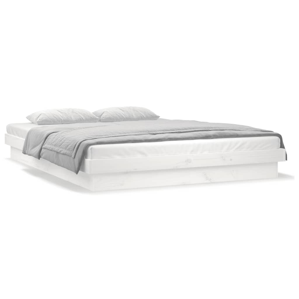 vidaXL LED Bed Frame without Mattress White Small Double Solid Wood