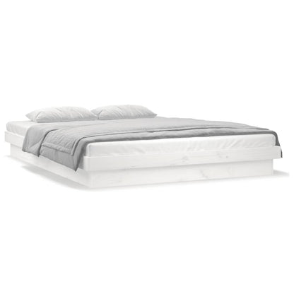 vidaXL LED Bed Frame without Mattress White Small Double Solid Wood