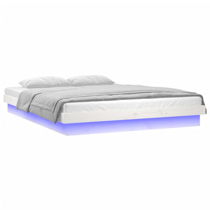vidaXL LED Bed Frame without Mattress White Small Double Solid Wood