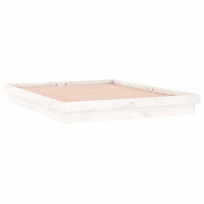 vidaXL LED Bed Frame without Mattress White Small Double Solid Wood