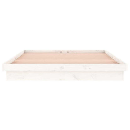 vidaXL LED Bed Frame without Mattress White Small Double Solid Wood