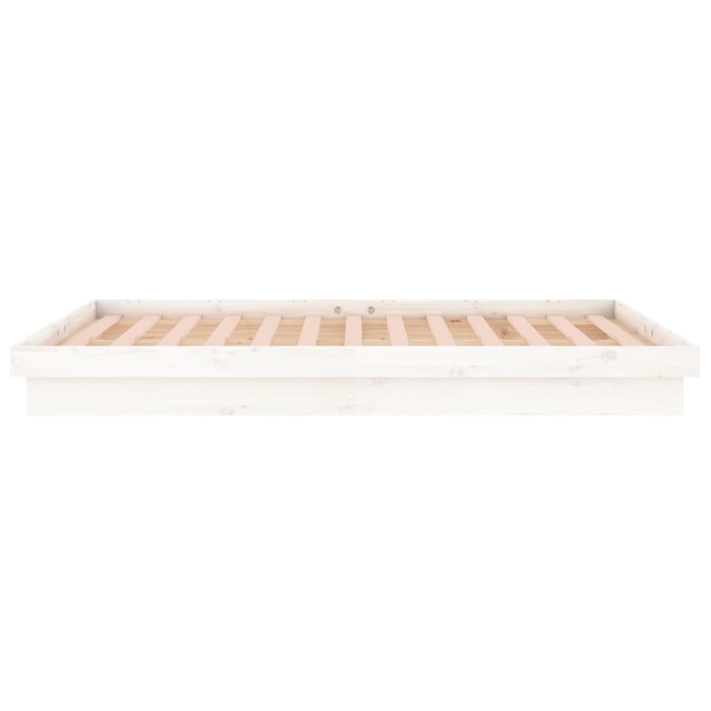 vidaXL LED Bed Frame without Mattress White Small Double Solid Wood