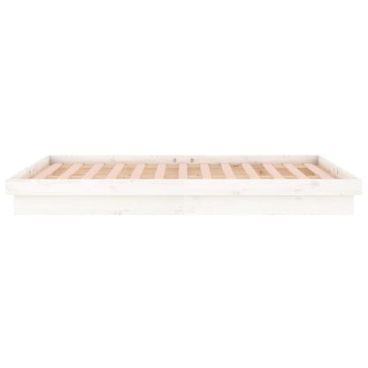 vidaXL LED Bed Frame without Mattress White Small Double Solid Wood