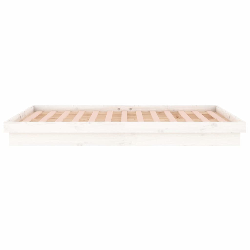 vidaXL LED Bed Frame without Mattress White Small Double Solid Wood