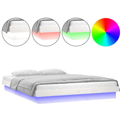 vidaXL Bed Frame | White | Solid Pine Wood, Plywood | Double | Bed Frame