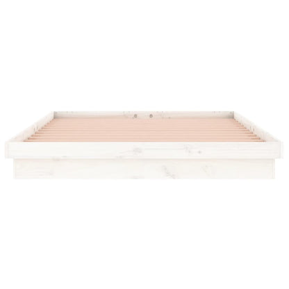 vidaXL Bed Frame | White | Solid Pine Wood, Plywood | Double | Bed Frame