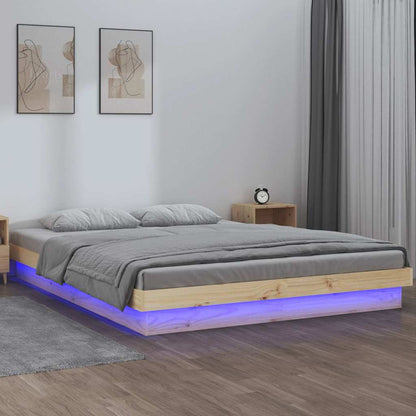 vidaXL LED Bed Frame without Mattress 140x190 cm Solid Wood