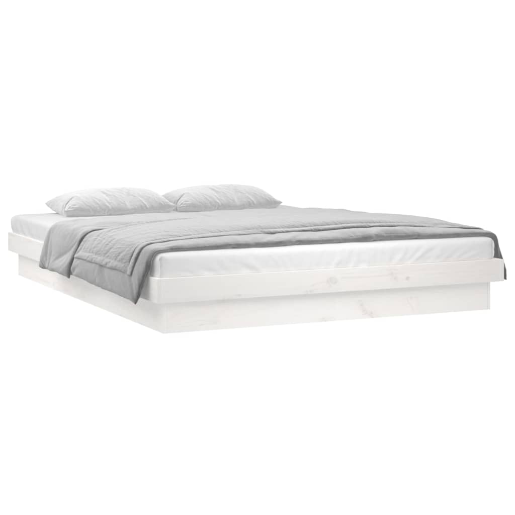 vidaXL Bed Frame | White | Solid Pine Wood, Plywood | 140 x 190 cm | Bed Frame