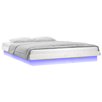 vidaXL Bed Frame | White | Solid Pine Wood, Plywood | 140 x 190 cm | Bed Frame