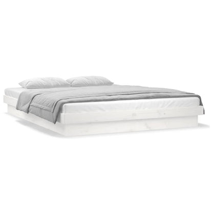 vidaXL LED Bed Frame without Mattress White 140x190 cm Solid Wood