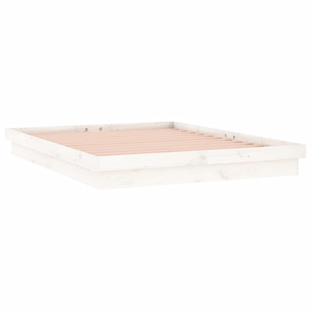 vidaXL Bed Frame | White | Solid Pine Wood, Plywood | 140 x 190 cm | Bed Frame