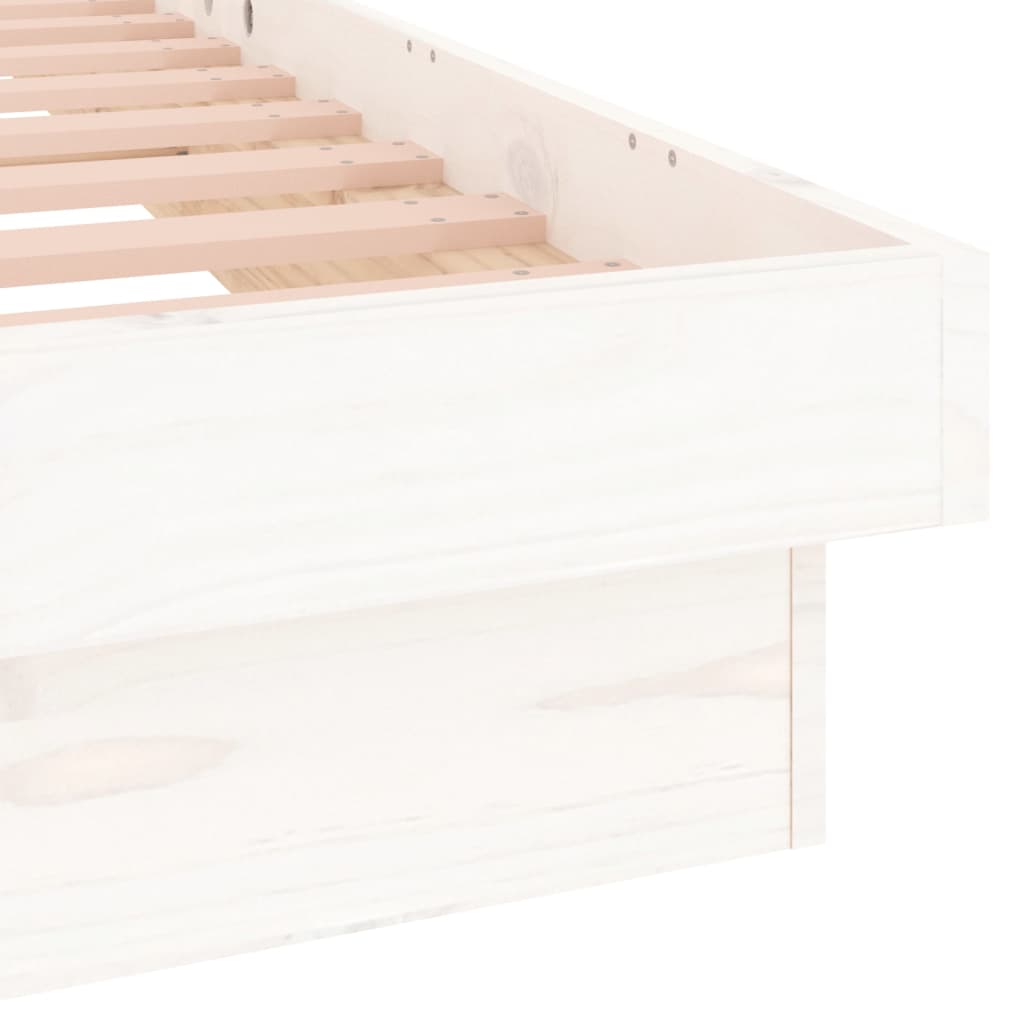 vidaXL Bed Frame | White | Solid Pine Wood, Plywood | 140 x 190 cm | Bed Frame