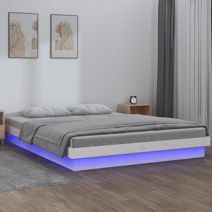 vidaXL Bed Frame | White | Solid Pine Wood, Plywood | 140 x 190 cm | Bed Frame