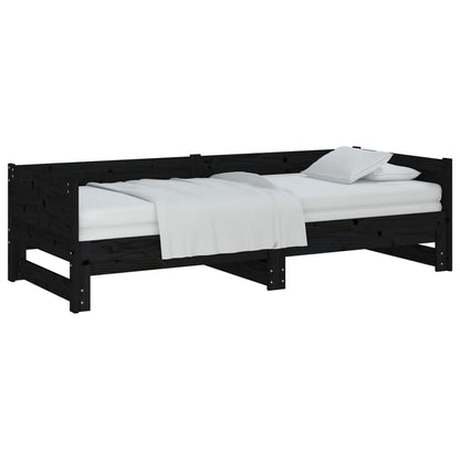 vidaXL Pull-out Day Bed without Mattress Black 2x(90x200) cm