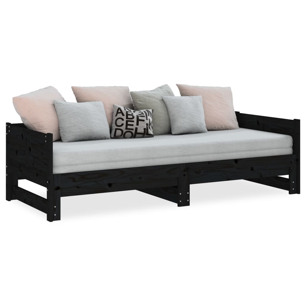 vidaXL Pull-out Day Bed without Mattress Black 2x(90x190) cm