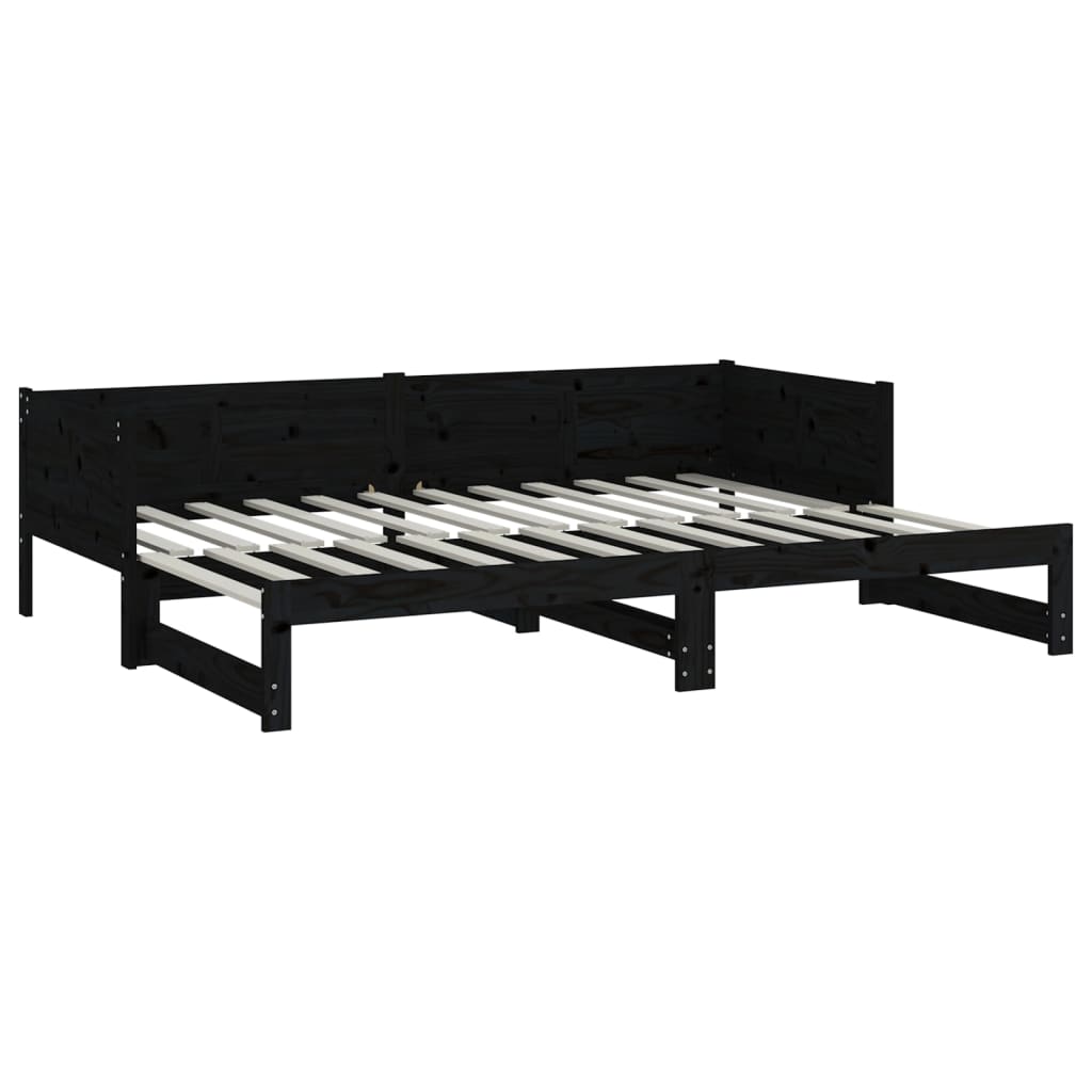 vidaXL Pull-out Day Bed without Mattress Black 2x(90x190) cm