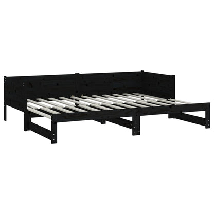vidaXL Pull-out Day Bed without Mattress Black 2x(90x190) cm