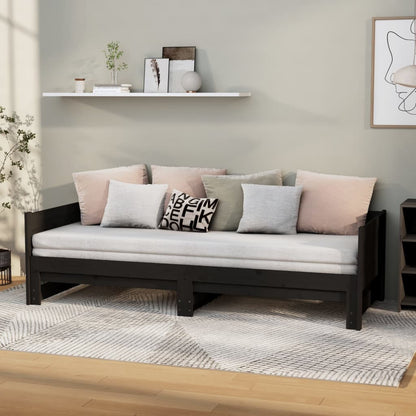 vidaXL Pull-out Day Bed without Mattress Black 2x(90x190) cm