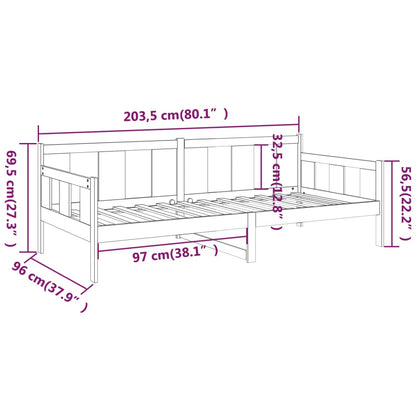 vidaXL Day Bed without Mattress Honey Brown Solid Wood Pine 90x200 cm
