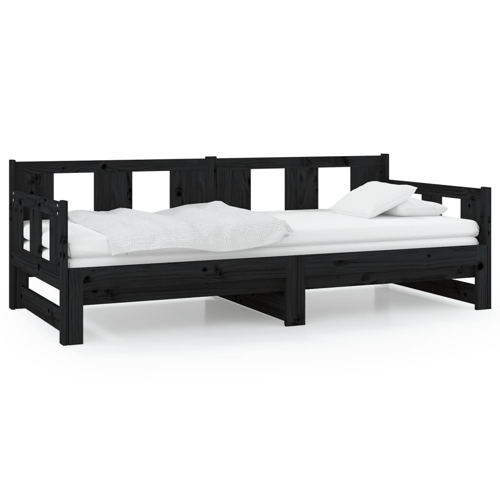 vidaXL Pull-out Day Bed | Black | Solid pine wood | 2x